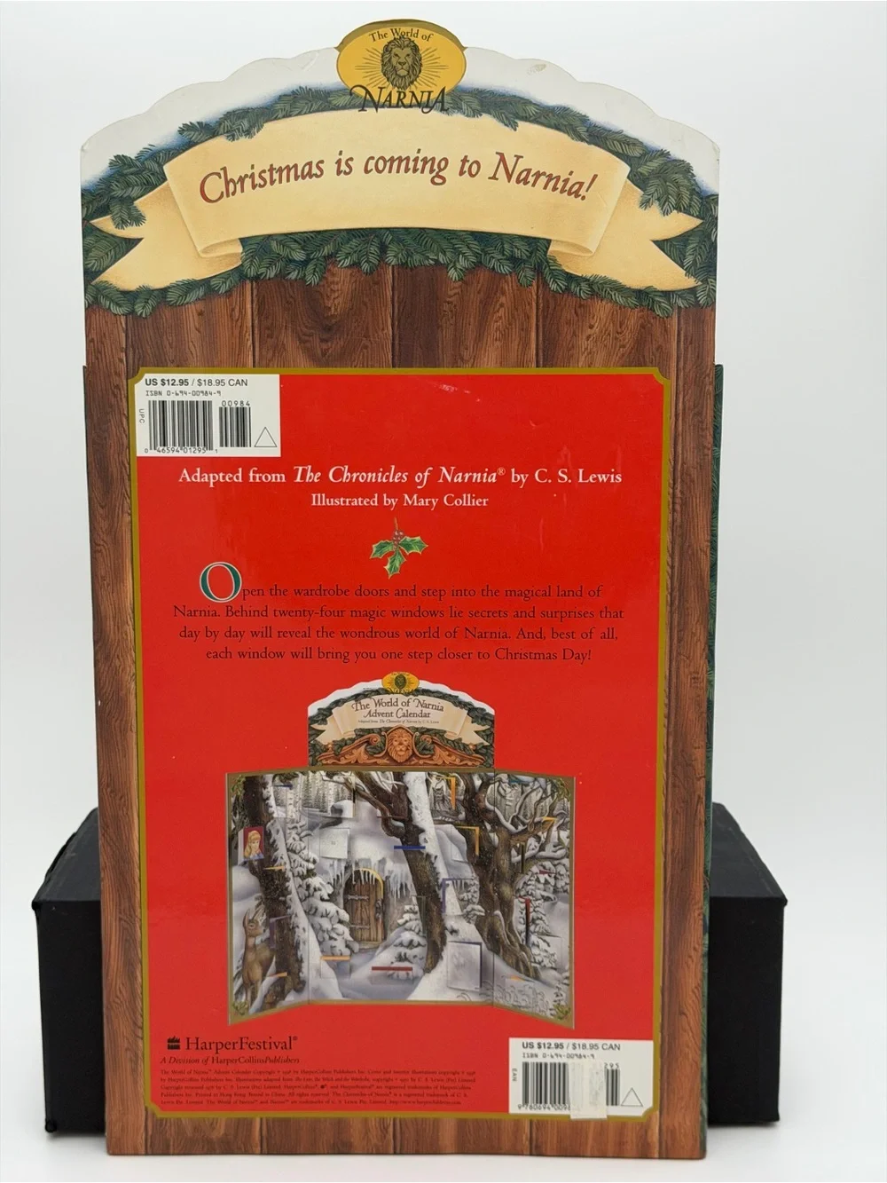 Narnia Woodland Door Advent Calendar Wall Decor with Red Ribbon